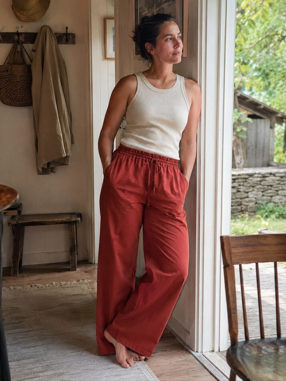Kotn Wide Leg Red Pants